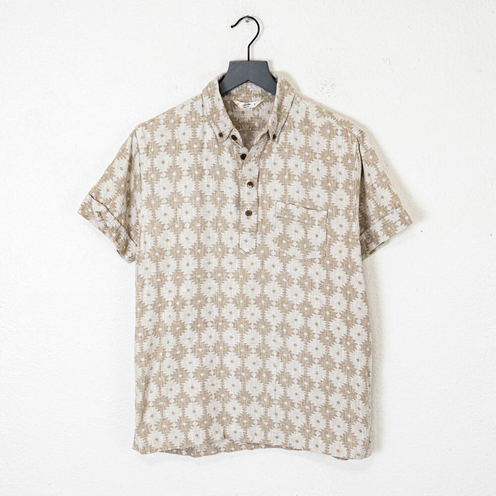 3SIXTEEN Men's Aztec Popover Shirt Tan beige size Large